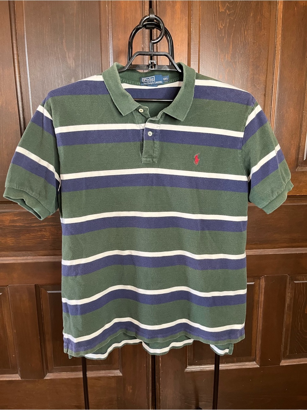 Polo Ralph Lauren Polo Shirt Green Stripe Cotton Short Sleeve Men's Size XXL
